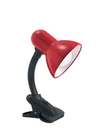 מנורת שולחן אדומה עם קליפס