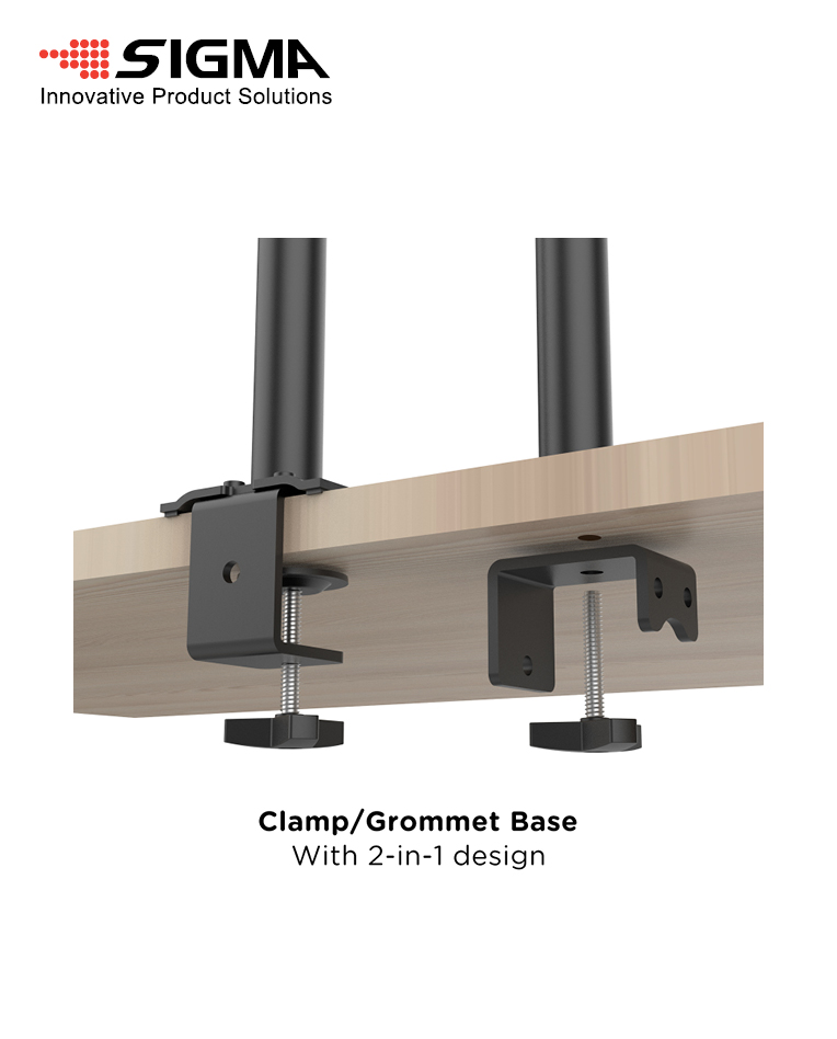 SM-PC-ARM30-5-base זרוע קיבוע שולחן למסך מחשב+לפטופ עד 32"